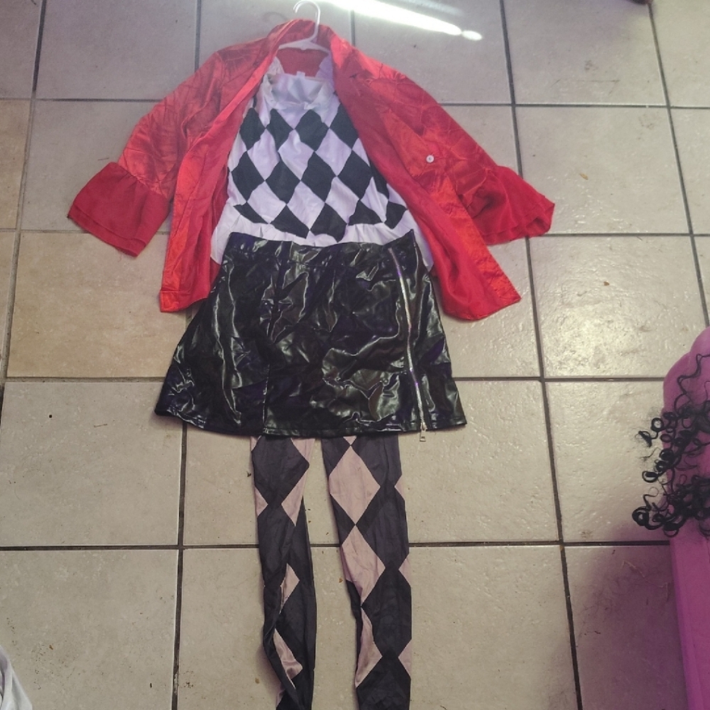 Harlequin Jester Kids Costume - Red and Black